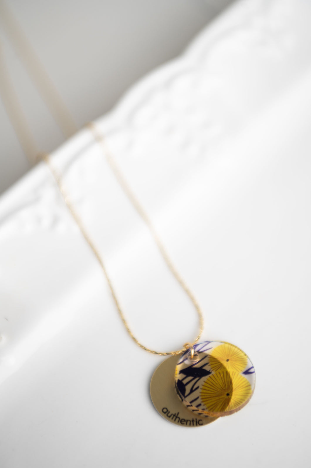Marigold Eclipse Charm Necklace - gold