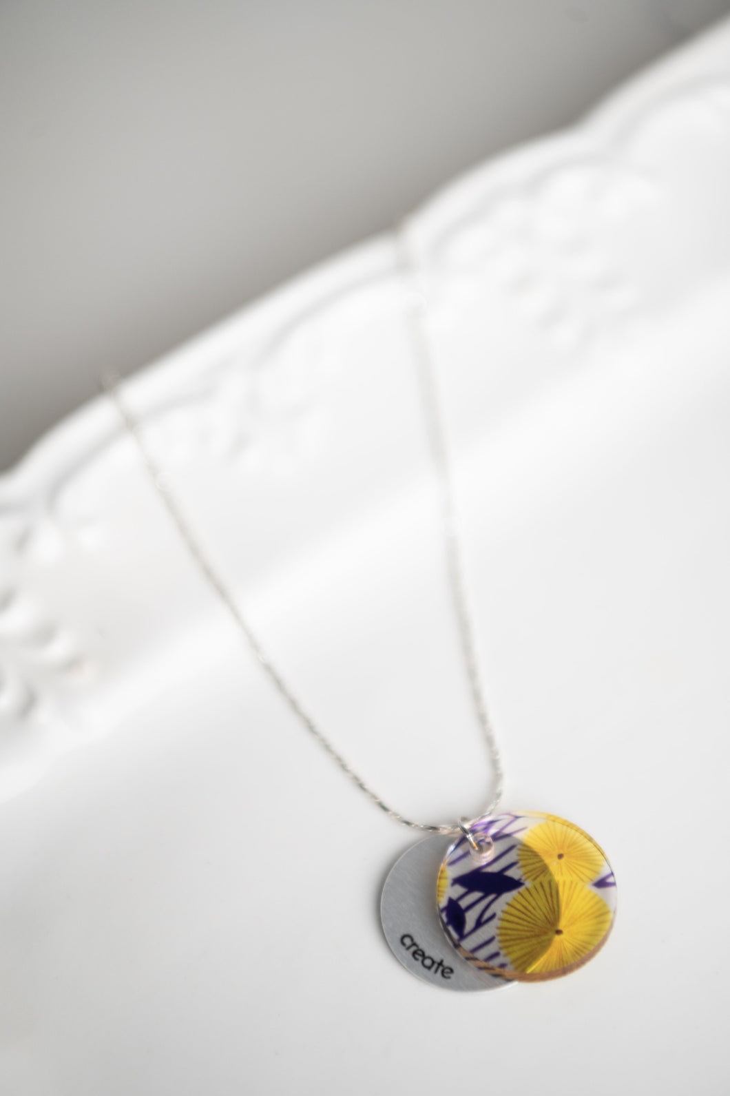 Marigold Eclipse Charm Necklace - silver
