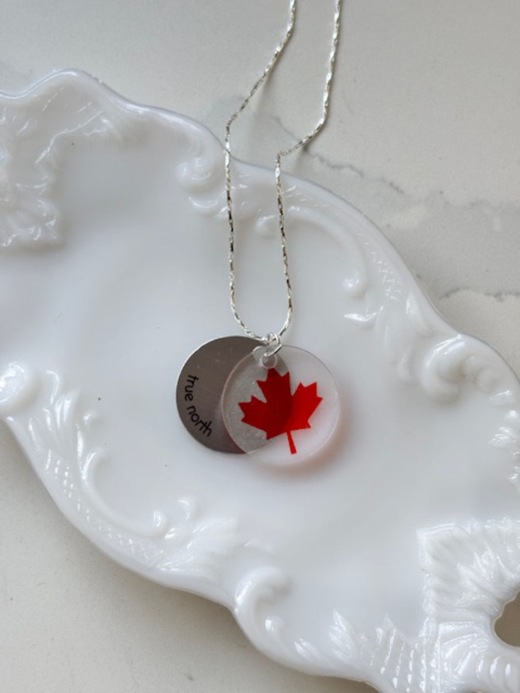 Maple Leaf Eclipse Charm - Silver