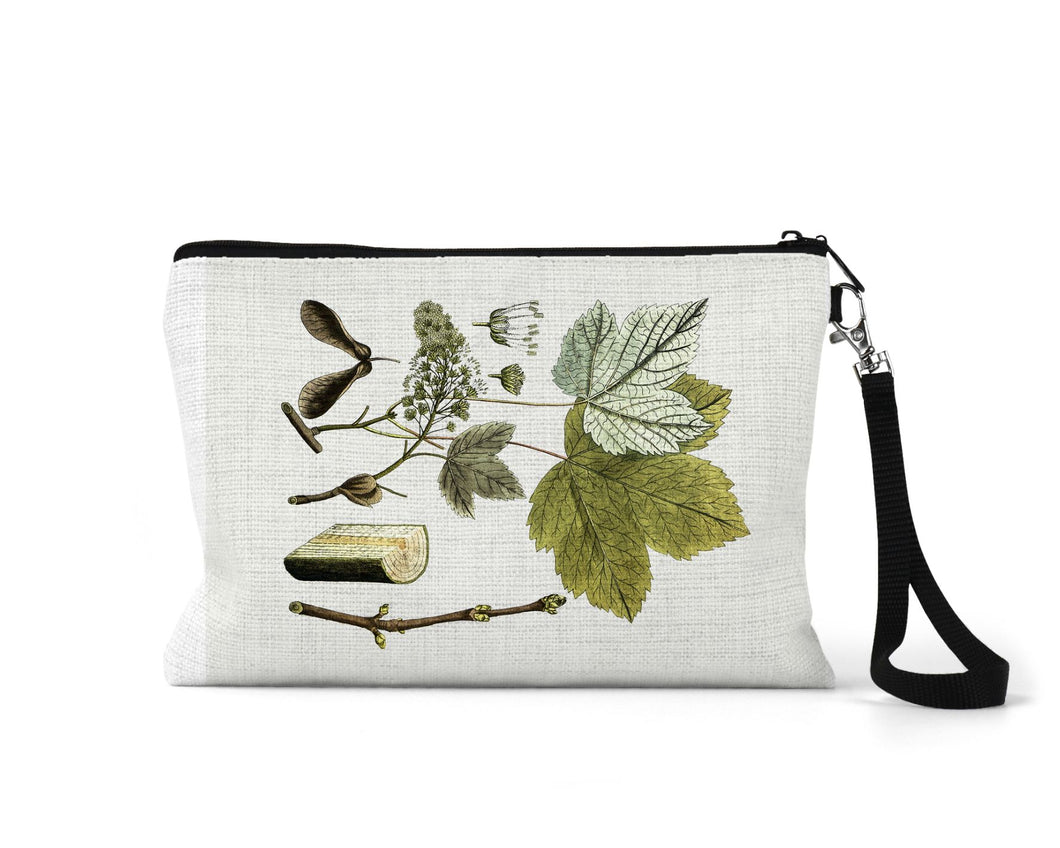 Fall Forest Hike Vintage Botanical Linen Blend Accessory Bag