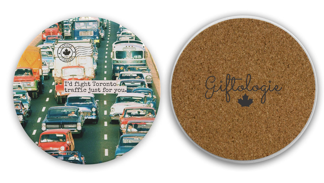 Canuck Care Coaster / Canadian / Toronto traffic / pizza / Fun / Gift