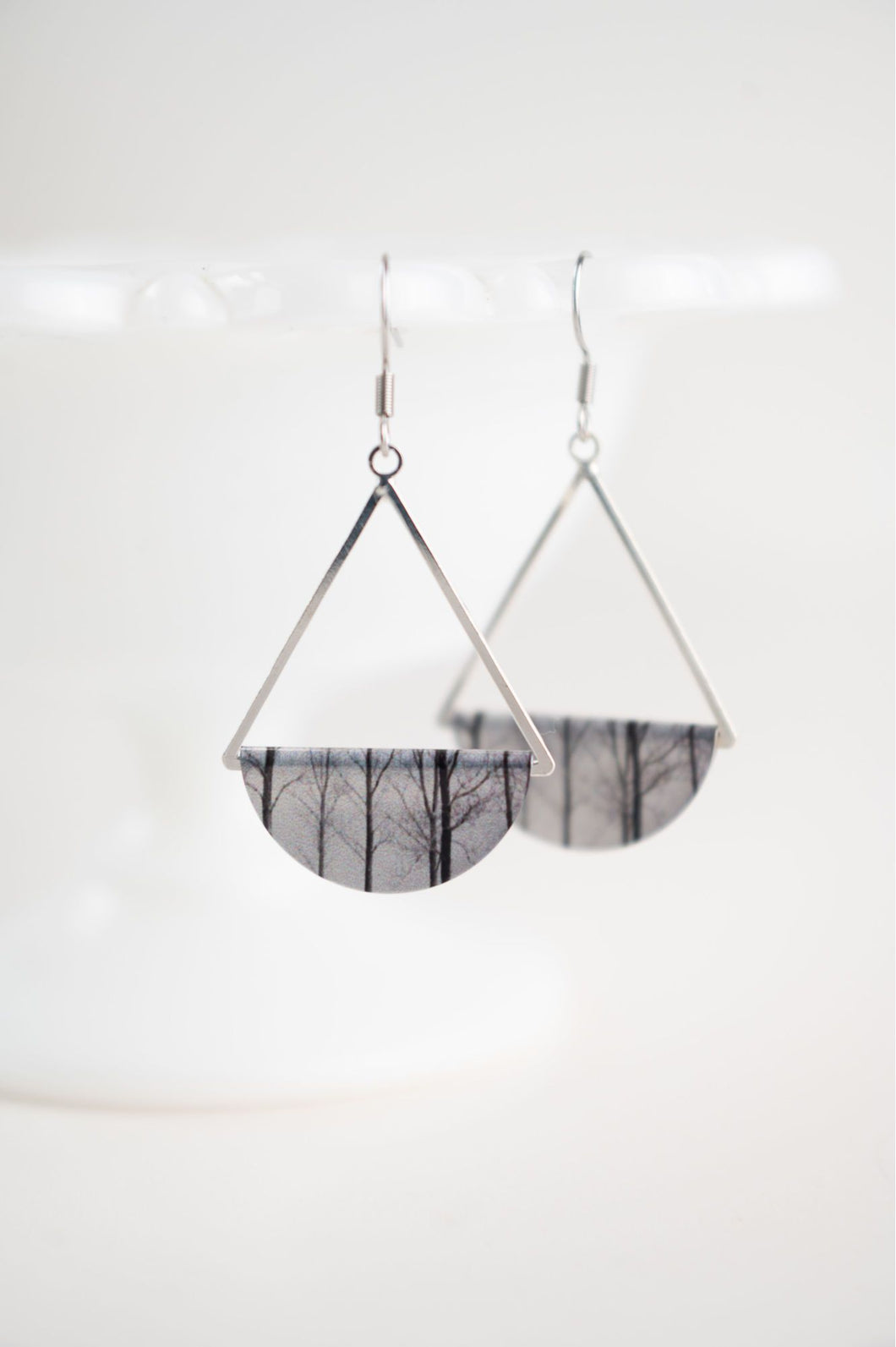 Winter Forest Dangle Earrings - silver