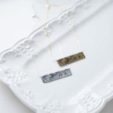 Load image into Gallery viewer, Etched Fostoria Bar Necklace - gold
