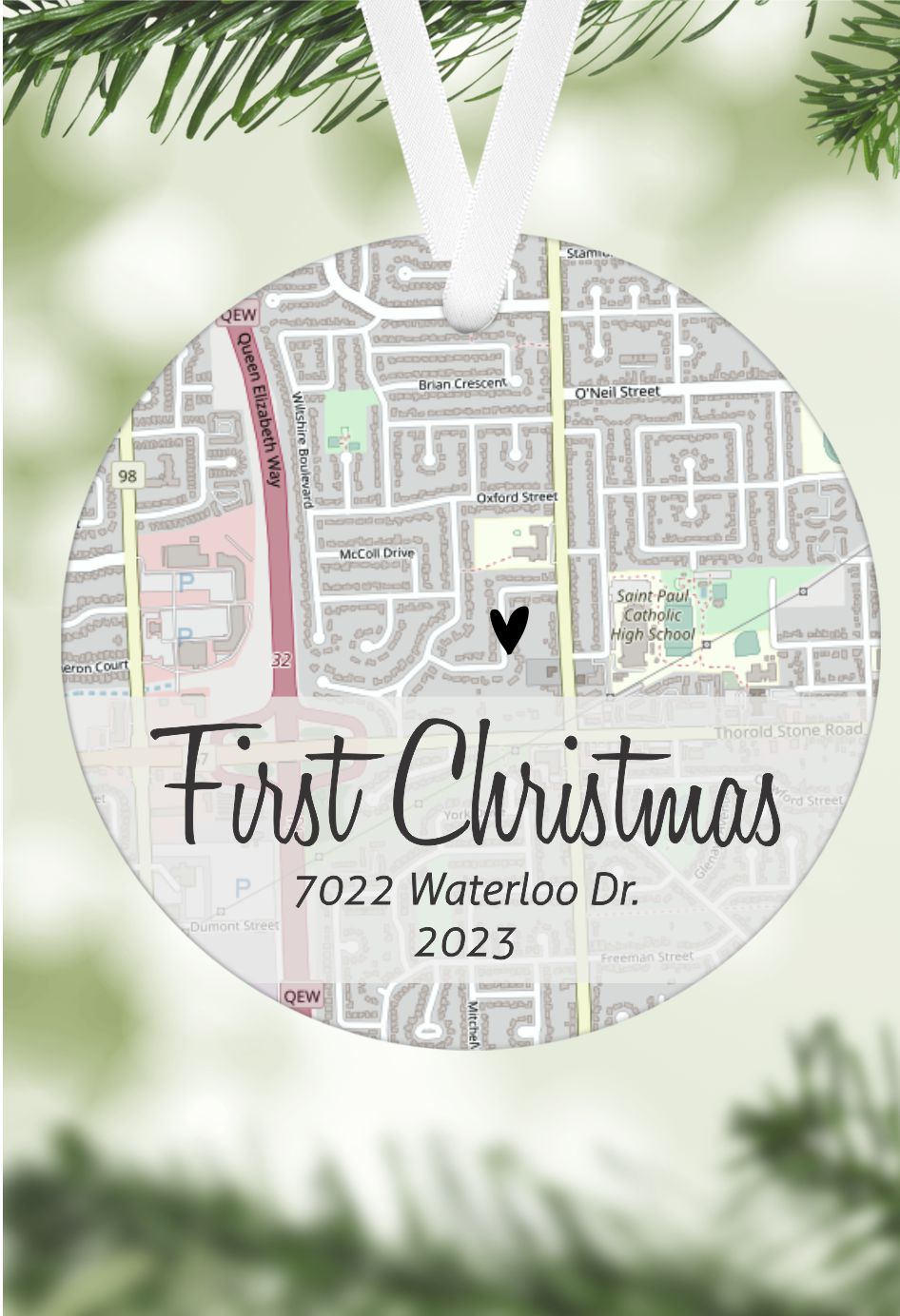 Custom Ornament / Map / First Christmas / New Home / Holiday First