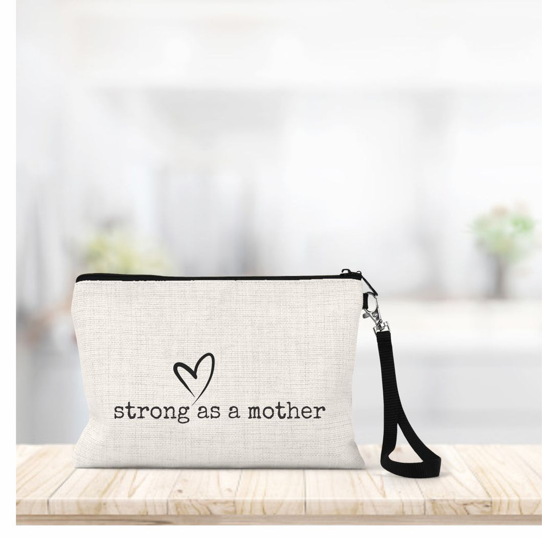 Strong as a Mother Linen Zippered Bag